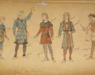 Zichy Mihaly Sketch of Characters and Actors in Theatrical Costumes for Shakespeares Tragedy of Hamlet Translated by Grand Duke Konstantin Konstantinovich - Hermitage